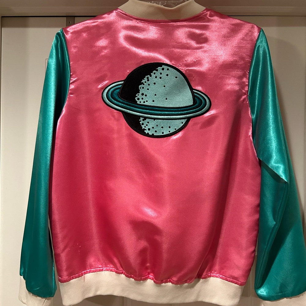 Big Bud Press Pink and Green Varsity Jacket with Emblem - Picture 6 of 9